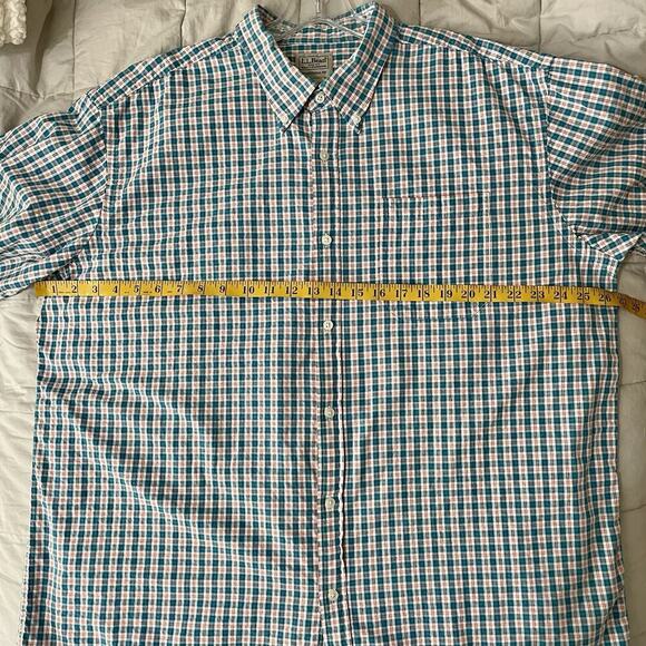 LL Bean Shirt Men XXL Red White Blue Traditional Fit Button Down Short Sleeve - Picture 4 of 7